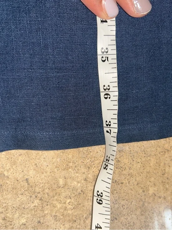 Linen Maxi Skirt - navy blue 100% linen w/fringe tie detail - Picture 11 of 11